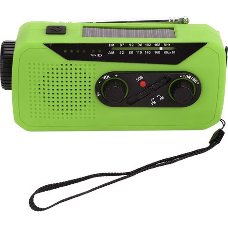 Radio d'urgence avec générateur d'énergie portatif, radio solaire avec lampe torche LED, batterie de 2000 mAh, idéale pour le camping et la randonnée, respectueuse de l'environnement (norme UE). (1/5)