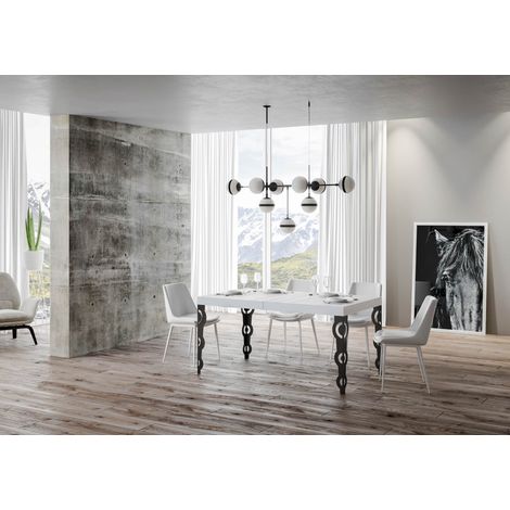 Tavolo allungabile 130/234x90 cm Karamay bianco frassino gambe antracite (1/4)