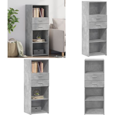 Buffet haut gris béton 45x42,5x124 cm bois d'ingénierie - Buffet Design Intemporel - Meuble Rangement Cuisine - Commode Gris - Buffet Salon - Meuble Entrée - Home & Living (1/5)