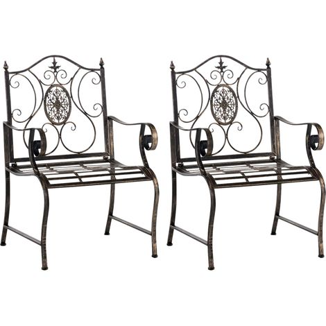 CLP – Set de 2 chaises de jardin Punjab – Fer laqué – Style Art Nouveau – Hauteur d'assise 40 cm – Capacité 200 kg (1/5)