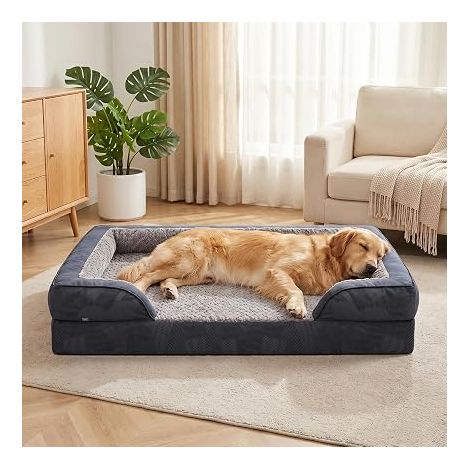 Panier Chien Grande Taille Lit pour Chien Coussin Gris Foncé (1/5)