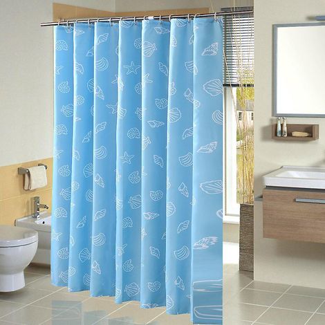 180 X 200cm Rideau De Douche Avec 12 Crochets Schage Rapide(bleu), Tissu Polyester Impermable Lavable En Machine, Rideaux Salle De Bain (1/5)