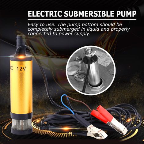 Pompe submersible en acier inoxydable 12V pour transfert d'eau, diesel, pétrole et kérosène - Outil de ravitaillement doré (1/3)