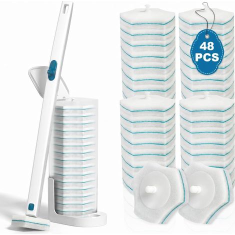 Brosse de Toilette, Jetable Baguette de Toilette, Kit de Baguette de Toilette, Nettoyage de Brosse de Toilette pour la Salle de Bain, 48 recharges (1/5)