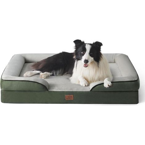 Hundebett orthopädisch Hundesofa L 89 x B 63 x H 17 cm Tannengrün (1/5)