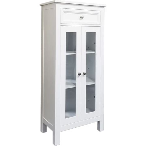 Colonne salle de bain Armoire de rangement DUO 60 laqué Blanc mat (1/5)