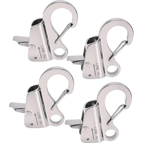 Set of 4 Stainless Steel Boat Bumper Clips, 8000 LB Load Capacity, Adjustable Sliding Hook for 3/8" to 5/8" Ropes, One-Hand Operation (1/5)