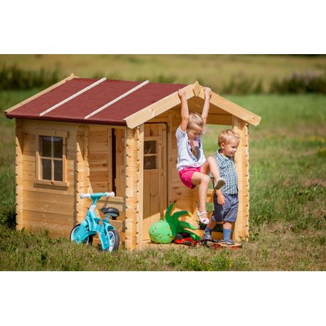 Casetta legno per bambini - Casetta giocattolo per bambini - L182xL146xA145cm/ 1.1m2 - Casetta da gioco da esterno - Casetta da giardino Timbela M501A (1/5)