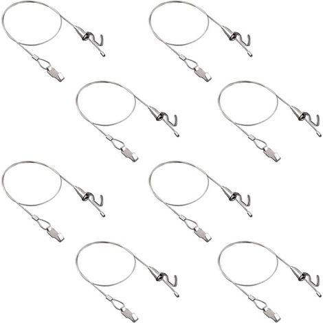 Bilderaufhängeset mit Haken, 8-teilig, verstellbar, Edelstahl, robust, Drahtseilaufhänger, professionelles Kunstbild-Display-Set (1 m, kleiner Haken)