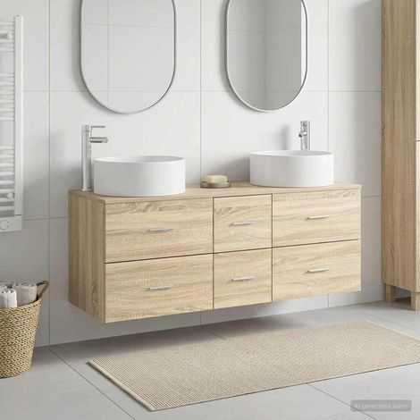 vidaXL Bathroom Furniture Set 3 pcs Sonoma Oak 49.5 x 44.5 x 65.5 cm (1/5)