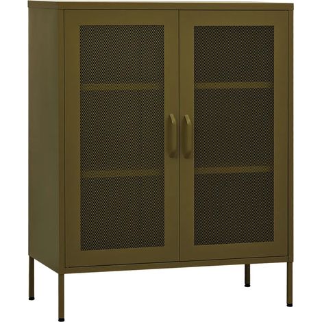 Armario de almacenamiento práctico diseño contemporáneo ajustable 80 x 35 x 101 cm de acero verde oliva 020046862 (1/5)