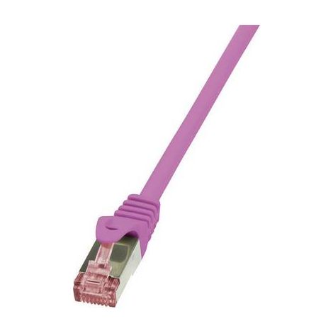 LogiLink CQ2059S RJ45 Câble réseau, câble patch CAT 6 S/FTP 2.00 m rose ignifuge, avec cliquet d'encastrement 1 pc(s) V961431 (1/2)