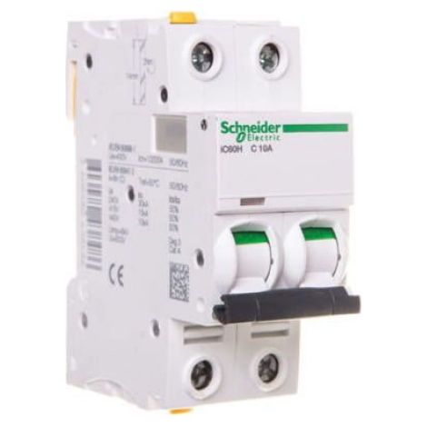 Disjoncteur - 2P - Courbe C - 10 A - 10 kA - Pour Circuits Monophasés - Blanc - Unité