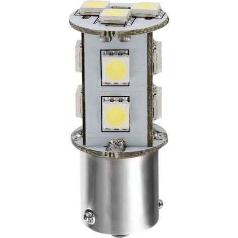 24V Led Series - 11 SMD x 3 chips - (P21W) - BA15s - 1 pz  - Scatola - Bianco - Doppia polarità (1/4)