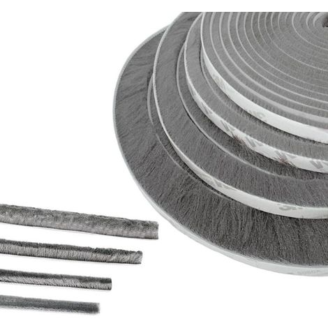 Joint Brosse Porte, 5 M(L) x 9 mm(B) x 23 mm(D), Gris, Joint Fenetrepour Lsolation Phonique Porte, Joint Brosse Adhesif, Joint Brosse Porte Coulissante, Joint Brosse Moustiquaire (1/4)