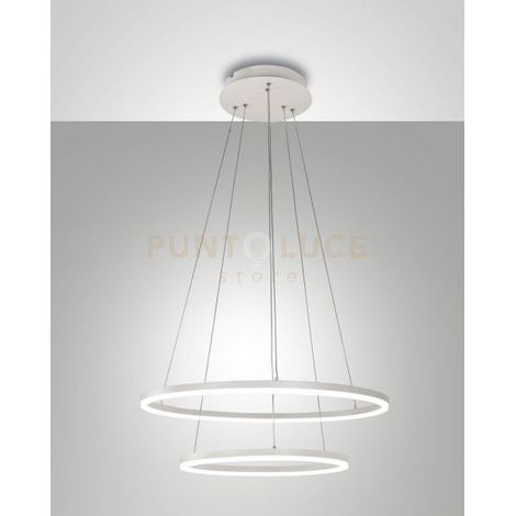 GIOTTO SOSPENSIONE 2 LUCI BIANCA D.60+D.40CM A LED 3000K - 52W - 5320 lm DIMMERABILE SMART C/ACC.