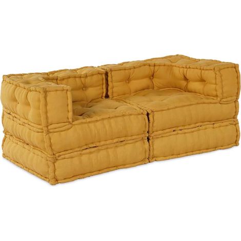 vidaXL Unité de canapé modulaire 2 pc Tissu Jaune 140 x 70 x 56 cm