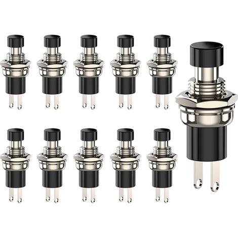 Lot de 10 mini interrupteurs momentanés à bouton-poussoir - Noir - 2 pôles - Pour modélisme ferroviaire (1/5)