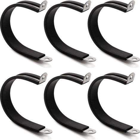 6 Pièces 50mm Colliers de Serrage en 304 Acier Inoxydable de Caoutchouc, Caoutchouc Doublé P Clips, P Clips Tuyau Pinces, pour Tuyau, Câble (1/5)
