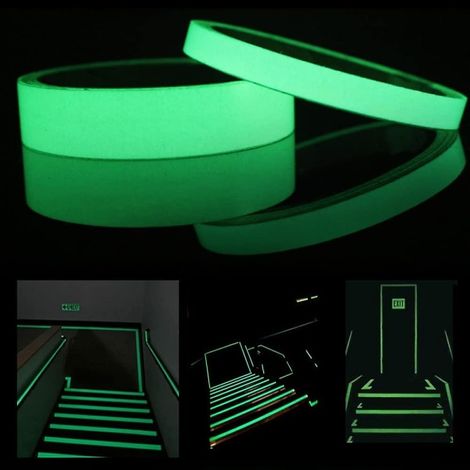 Lot de 2 rouleaux de ruban adhésif phosphorescent - 10 m - Amovible, imperméable et photoluminescent (1/4)