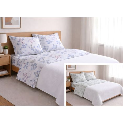 Completo Lenzuola Letto In 100% Cotone Made Italy Disegno Petalo, misuraSingolocoloreVerde