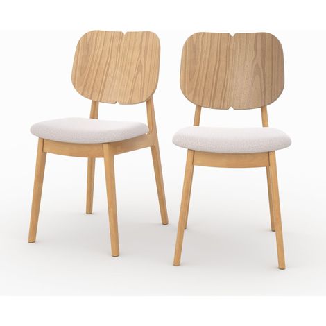 Set de 2 sillas de madera clara y tela beige - Clyde