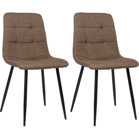 Lot de 2 chaises de salle à manger en tissu marron pieds métal noir mat style moderne CDS101108 (1/4)
