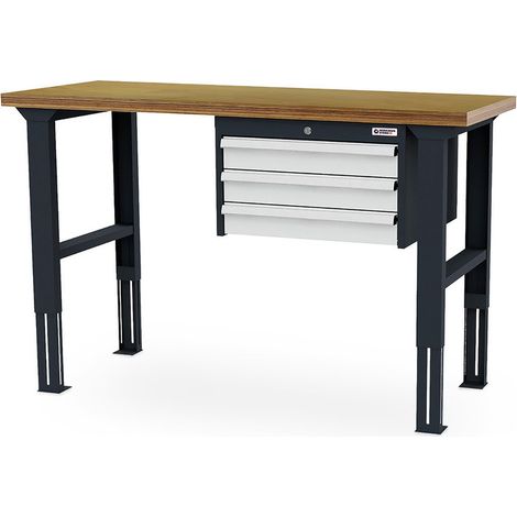 WS24 Arbeitstisch höhenverstellbar Schubladen: 3 x 100 B x T x H 1.500 x 600 x 760-1060 mm - WS24-100402