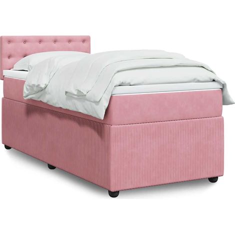 Boxspringbett mit Matratze Rosa 90x200 cm Samt
