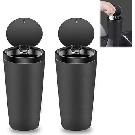 Mini poubelle de voiture avec couvercle : lot de 2 poubelles portables de 800 ml pour voiture (1/5)