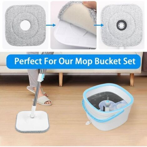NALOOKAMIC  Ensemble de 3 Têtes de Rechange Balai Serpillère en Microfibre, Tampons de Rechange Vadrouille Carrée, Absorbante, Lavable en Machine, Utilisation Humide et Sèche pour Mop Serpillere