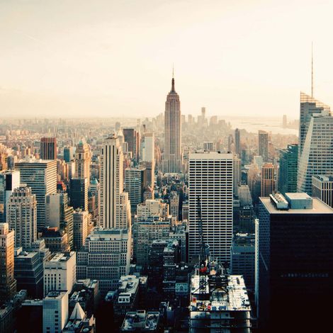 Tableau paysage gratte-ciel New York | Tableau moderne vue panoramique ville | Tableau sur toile chambre d'ado & déco salon - 0,5 x 0,5 m (1/2)