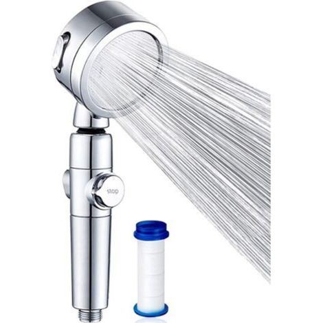 Universal High Pressure Handheld Shower Head, 3 Water Saving Modes, One-Button On/Off, with Replaceable PP Filter, Suitable for Bathrooms and Spas (1/5)