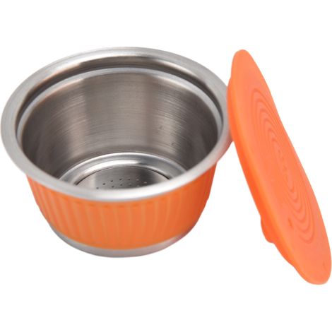 Wiederverwendbarer, nachfüllbarer Kaffeekapsel-Filterbecher aus Edelstahl mit Tamper für Dolce GustoOrange (1/5)