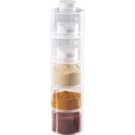 Pot D'assaisonnement Forme Tour Bouteilles Condiments Transparent Peut Être Superposé Épices Stockage Boîte Ustensiles De Cuisine Armoire Récipient Table Boîte-Cadeau 35x8.5x8cm (1/5)
