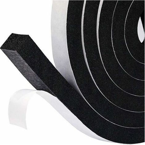 Joint Porte Fenêtre en mousse Adhésive boudin bas de porte 15mm x 8mm x 2m Joint de l’Anticollision et l’Insonorisation Coupe vent, Mousse noir film blanc (1/5)