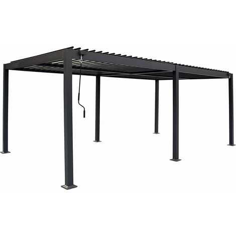 Pergola bioclimatique autoportante en aluminium "Kensington" - 3 x 6 m - Gris