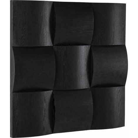 Sculpture murale en bois noir relief graphique - noir (1/4)