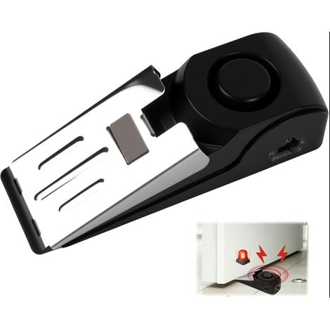 Cale Bloque Porte, Butée de Sécurité, Alarme de Porte, En Noir avec 120 Db Et Protection Réglable, Sert À Assurer La Sécurité Personnelle À La Maison, Dans Les Hôtels Et Lors de Vos Voyages (1/5)