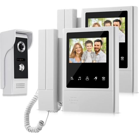 4.3'' TFT color wired video intercom door phone ringer system for home 700TVL IR night vision outdoor camera door phone, 1 camera 2 monitors