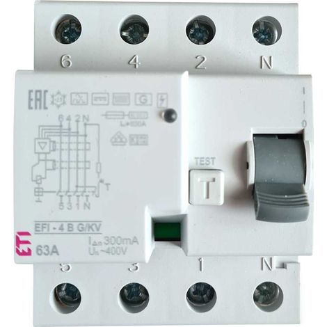 Fehlerstrom-Schutzschalter 4-polig 63A 300mA Typ B