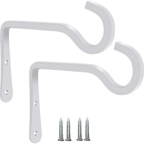 Bardusch-2 crochets muraux en métal blanc - 7.3 x 3.3cm - supports de panier suspendu, Pour distributeur de nourriture d'oiseaux, jardinières, lanternes, carillons à vent (avec vis) (1/5)