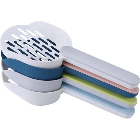 Pelle à litière pour chat en plastique, avec socle, outils de nettoyage pour animaux, durable, 1 pc (vert + gris) (1/5)