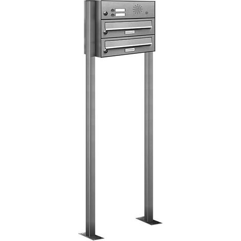 2er V2A Edelstahl Briefkasten Standanlage Freistehend mit Klingel (1/5)