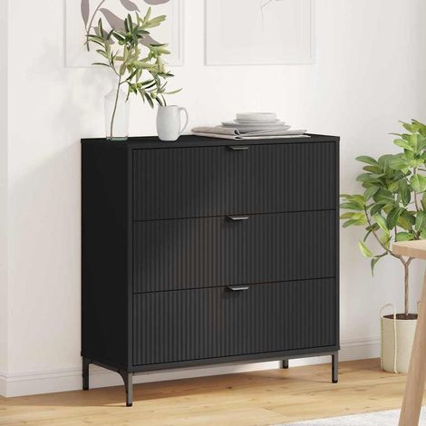 Buffet avec tiroir-Meuble de rangement Noir 79,5 x 33 x 82 cm Bois d'ingénierie 471017 (1/5)