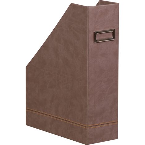 Porte-Revues Chocolat 10 x 25 x 31 cm Piqûres Sellier Orange Extérieur Simili Cuir Collection Home Office Organisation de Bureau (1/3)