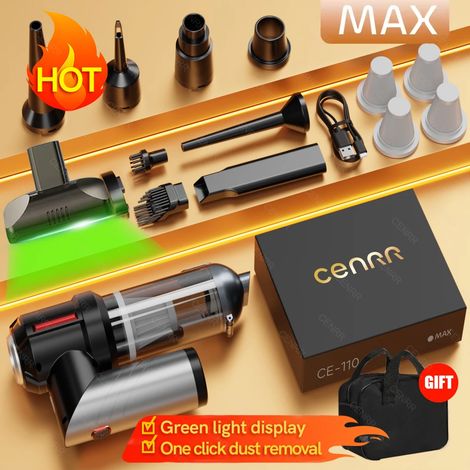 (MAX Black 4hepa YL) Mini aspirateur de voiture 998000PA, puissant, sans fil et portable, idéal pour la maison et comme souffleur portatif. (1/4)