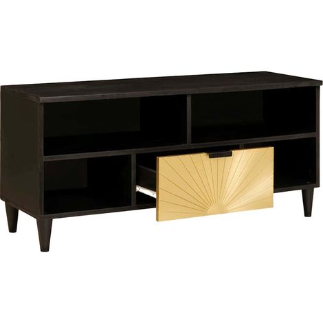 Maison Exclusive - Mobile TV Nero e Oro 100 x 33 x 46 cm Legno multistrato
