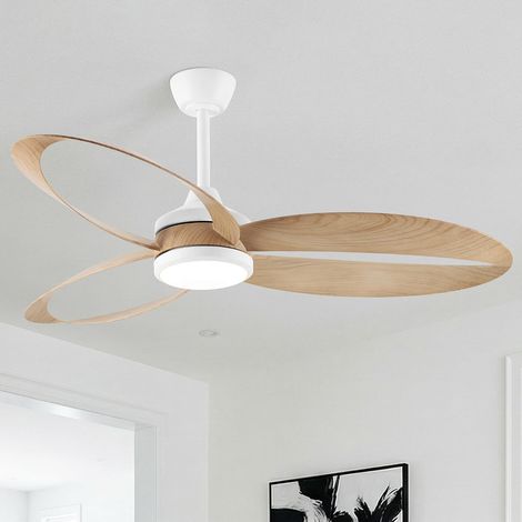 Ventilador de techo de 106 cm con luz, temperatura de color ajustable (3000/4000/5000 K), motor CC silencioso de 31 W, 6 velocidades, función verano/invierno, mando a distancia, aspas de ABS con efect (1/5)