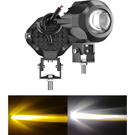 Universeller 20W LED-Halogen-Scheinwerfer / Arbeitslampe, Abblend-/Fernlicht, weiß + gelb, 9V–60V, für Jeep, Offroad, Motorrad